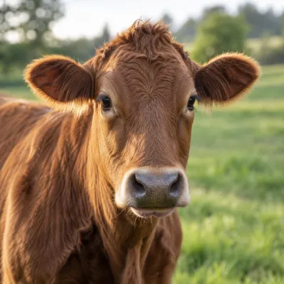 Retrato de una vaca en un pastizal
